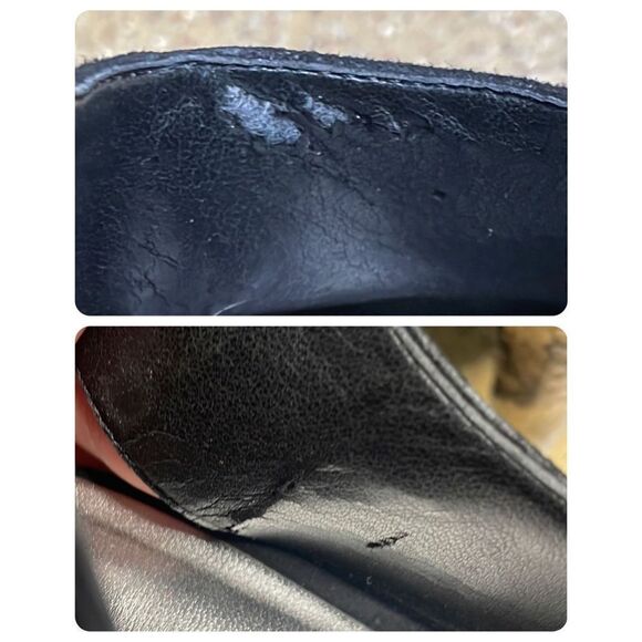 BCBGirls Worker Suede & Snake Embossed Leather Platform Slingback Heels 7.5 Blac - Picture 7 of 13